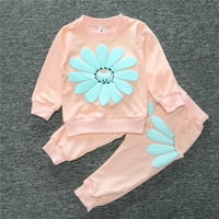 Oprema / zimski Setovi za malu djecu, puloveri s printom tratinčice za dječake i djevojčice, vrhovi + hlače s laticama, ružičasti