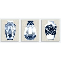 Kolekcija kućnog dekora, serija plavih i bijelih vaza na platnenoj zidnoj ploči, umjetnički set, 0. 15