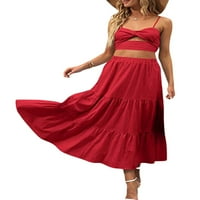 Ženska suknja u stilu Boho Boho maksi suknje s volanima boho elastični struk duge suknje za ljuljanje A kroja s džepovima