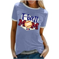 Mama Baseball majica, ženske ljetne slatke grafičke majice, svečane majice kratkih rukava s okruglim vratom, udobna košulja