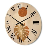Dizajnerska umjetnost apstraktni geometrijski oblici i tropski palmin list moderni drveni zidni sat
