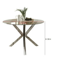 Okrugli stol za blagovanje sa staklenim vrhom tvrtke u modernom stilu u kromu