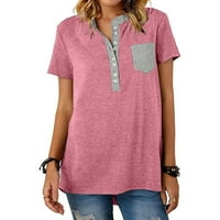 Ženske majice za vježbanje s širokim rukavima i džepom, Ženska majica s okruglim vratom, Ženska bluza na kopčanje, vruće ružičasta