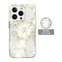 onn. Bijela metalna cvjetna futrola za iPhone Pro