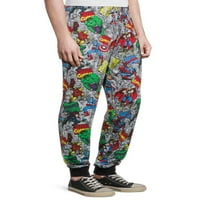 Muške pidžama hlače Retro strip junaci, veličina od 9 do 2 inča