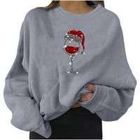 Božićni grafički casual pulover s okruglim vratom za djevojčice, široka košulja, lagani vrhovi, dukserica bez kapuljače