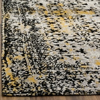 Klasični vintage tepih s Prefarbanom površinom, crni sa srebrom, kvadrat 6' 6'