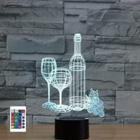 3. čaše za vino i boce na daljinsko upravljanje Noćna svjetla u boji iluzija Akrilna LED stolna noćna svjetiljka dekor stola za dječju