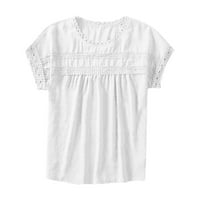 Ženske majice, ležerna bluza kratkih rukava, jednobojne ženske ljetne tunike, vrhovi s izrezom u obliku slova H, modni bijeli