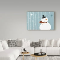 Likovna umjetnost s potpisom Sretni snjegović na platnu Ann Cote