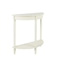 Pojednostavljeni polukružni drveni akcentni stol obojen u antiknu bijelu boju