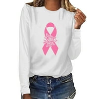 Jesenski prijedlozi za žene, majice s uzorkom raka dojke, majice s ružičastim vrpcama, modni vrhovi dugih rukava, bluze Plus veličine,
