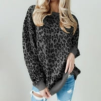 Ženska labava Leopard majica, džemper s okruglim vratom, pulover s dugim rukavima, vrhovi Napomena: kupite jednu ili dvije veličine