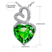 Dijamantni posao oponaša zeleni dragulj Peridot, kolovozni dragulj sa srcem i dijamantnim naglaskom, privjesak od čistog srebra