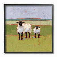 Stupell Industries Sheep Pašnjak Farma Poljoprivredna zelena crvena slika uokvirena zidna umjetnost Victoria Borges, 12 12
