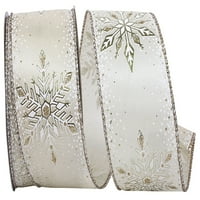 Papir božićna vrpca snježne pahuljice, krem ​​bijela, 2,5 inča 10yd, 1 pakiranje
