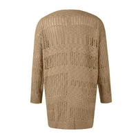 Modni Ženski kardigan džemperi pleteni otvoreni prednji pulover u punoj boji šuplji pleteni pulover ležerni široki kardigan dugih