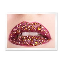 DesignArt 'Bliski plan za djevojke usne s modernim uokvirenim umjetničkim printom