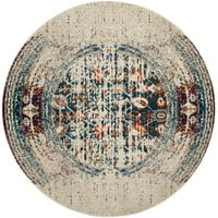 Vintage tepih od zelene Bjelokosti, Okrugli 3' 3'