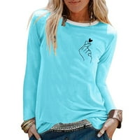 Ženske majice za vježbanje s dugim rukavima s dugim rukavima, Ležerne majice s printom, bluza s okruglim vratom, široka majica u