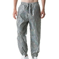 Muške hlače s elastičnim strukom, muške Ležerne elastične reflektirajuće hlače s modnim printom na vezanje, fluorescentne hip hop