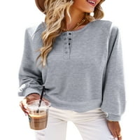 Ženski široki široki džemperi s dugim rukavima šišmiš, široki pulover, majica s kapuljačom s izrezom i gumbima, vrhovi, Džemper u