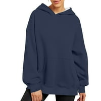 Majica s kapuljačom za žene, ženska modna bluza s dugim rukavima s džepom, ležerni vrhovi na kopčanje