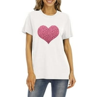 Ženska t-shirt Dillar s uzorkom sjajna srca, majica kratkih rukava, top, ženska majica s uzorkom sjajna srca, majice kratkih rukava
