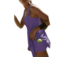 Ženska haljina za trening tenisa i golfa bez rukava, široke sportske mini haljine s ugrađenim kratkim hlačama i grudnjakom