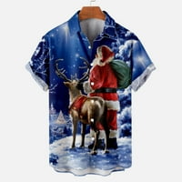 Muška bluza za Dan očeva, ležerna, mekana gumba, Božićni Print Djeda Mraza, košulja kratkih rukava, bluza