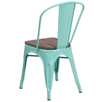 Flash namještaj od mente Zelena Metalna sklopiva stolica s drvenim sjedalom
